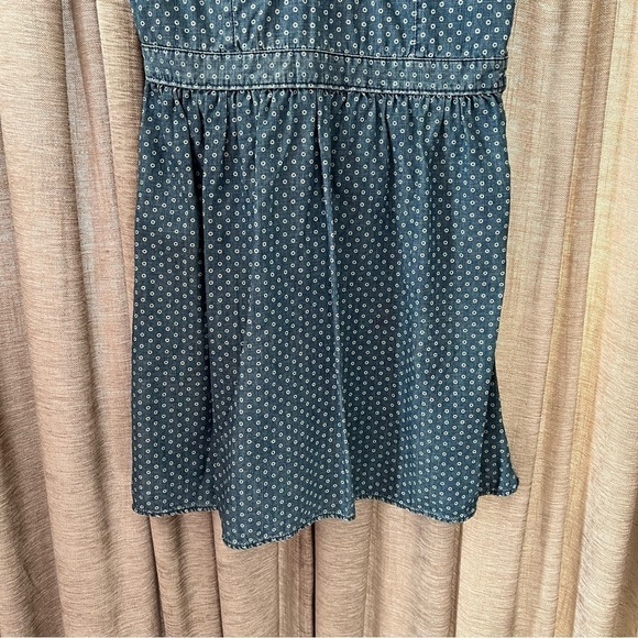 Mossimo Chambray Denim Spaghetti Strap Fit & Flare Circle Print Dress Medium - Picture 5 of 14